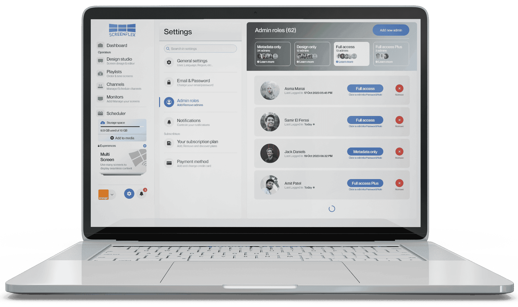 Screenflex - user mockup